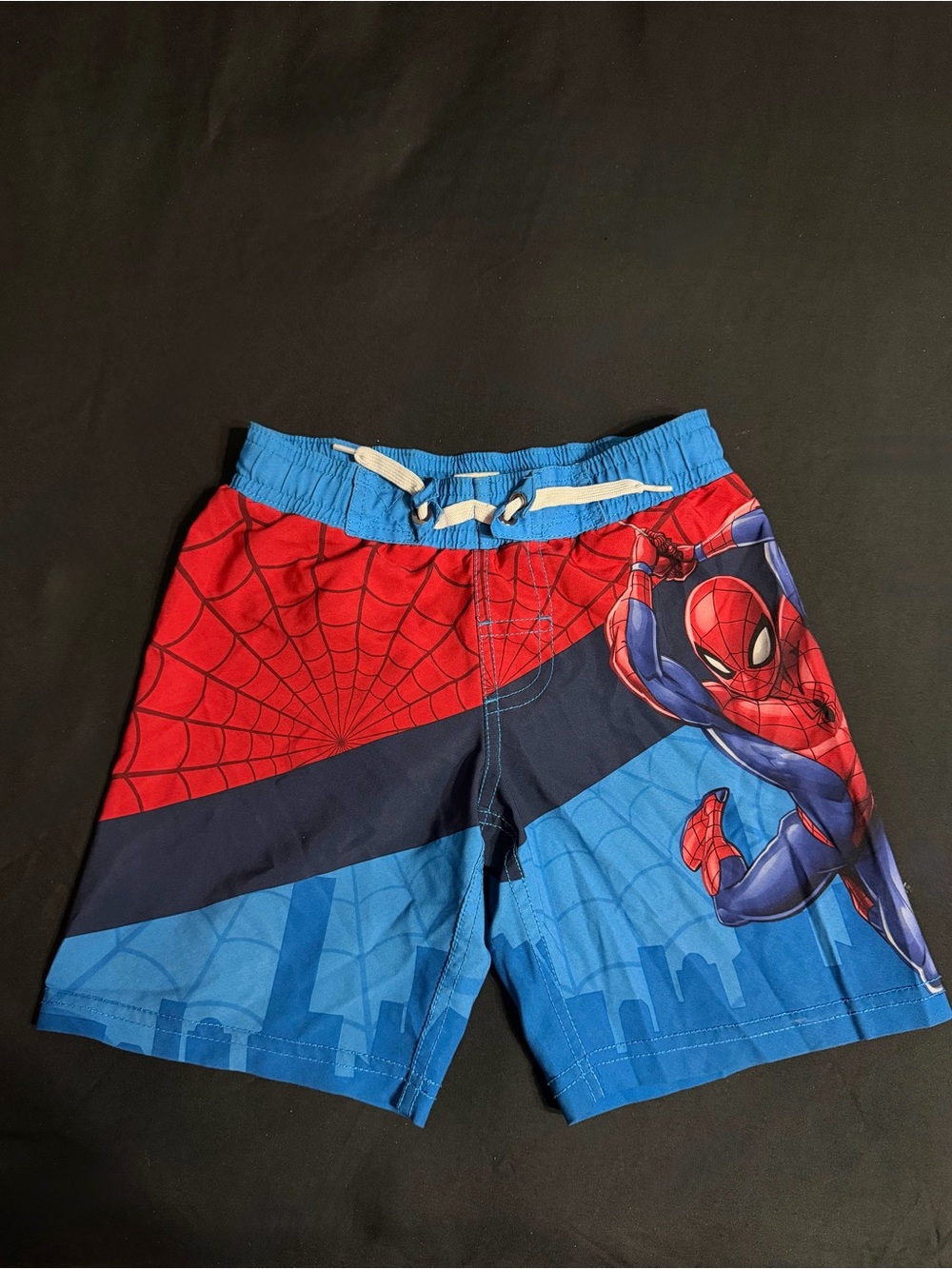 Kids Spider-Man Blue & Red Swim Trunks